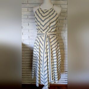 Womens striped halter dress with belt perfect for the summer or late fall S-8